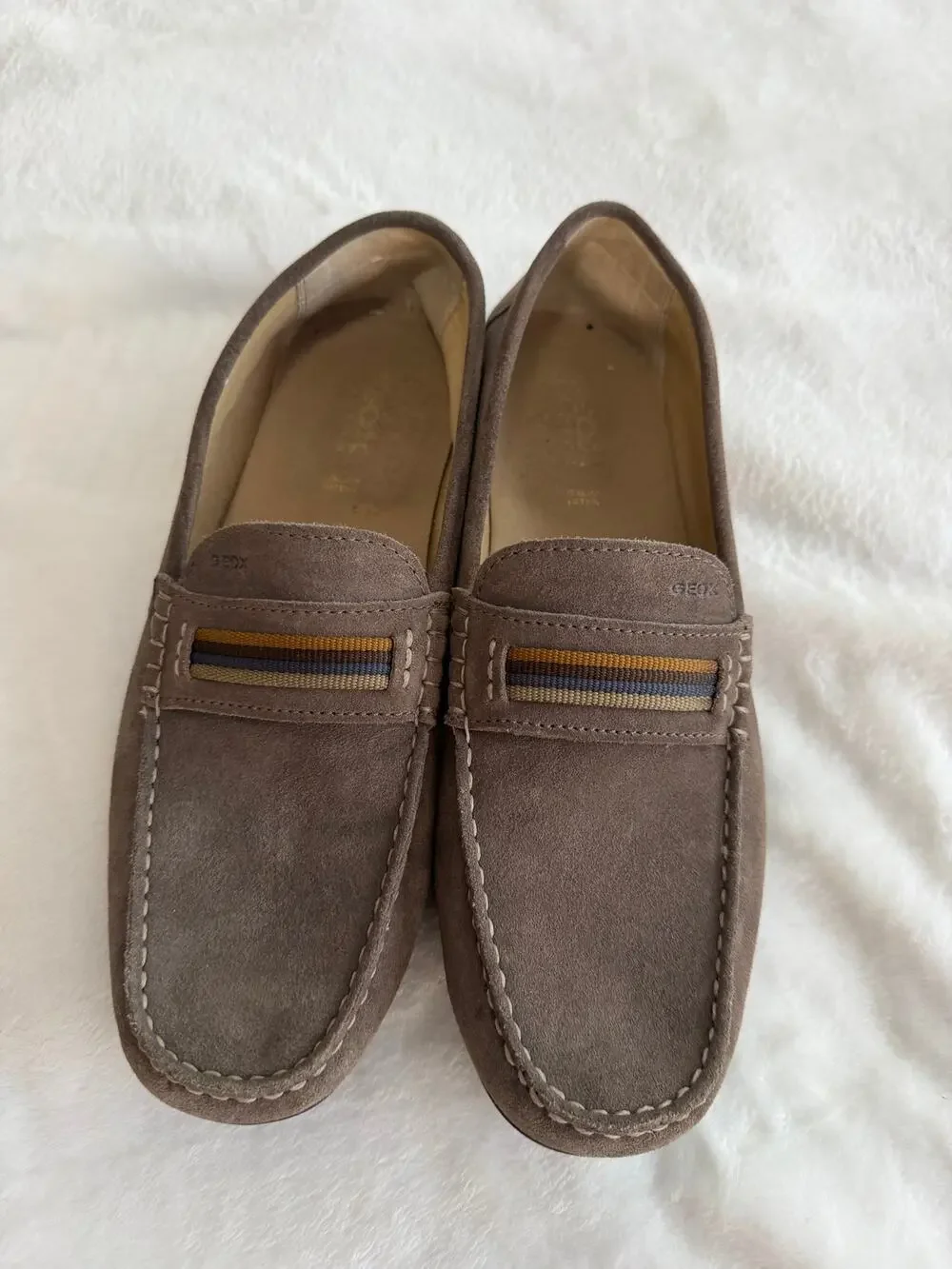 Geox Respira Shoes Men 9.5 Brown Suede Driving Loafers Casual Comfort